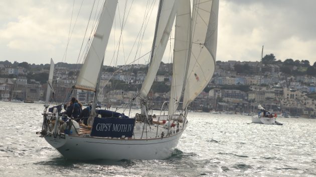 Gipsy Moth IV has competed in many Round the Island races, ASTO Small ships races with young people, and Cowes Classic week regattas as well as the 2019 Fastnet Race and a number of festivals. Credit: Theo Stocker