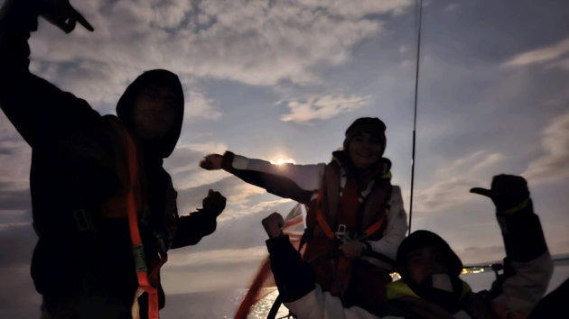 Spirits were high on the night sail.