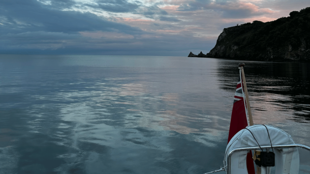The night sail with sunset in Devon