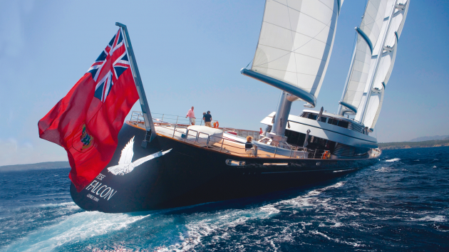 A superyacht with a square rig